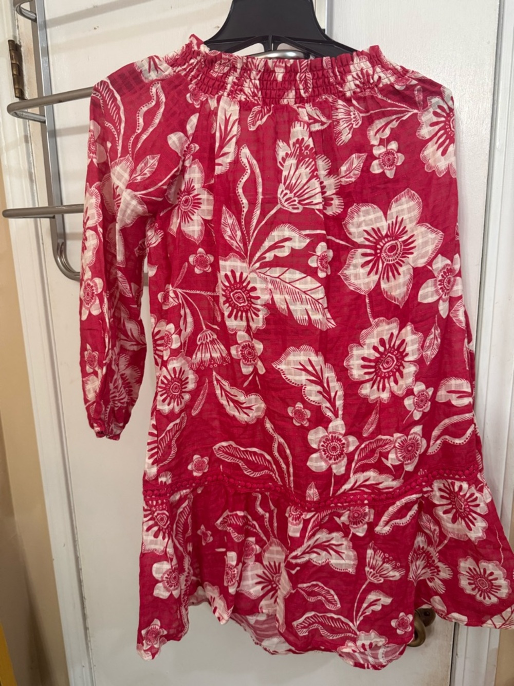 Anthropologie Maeve Pink and White Floral Off-Shoulder Coverup